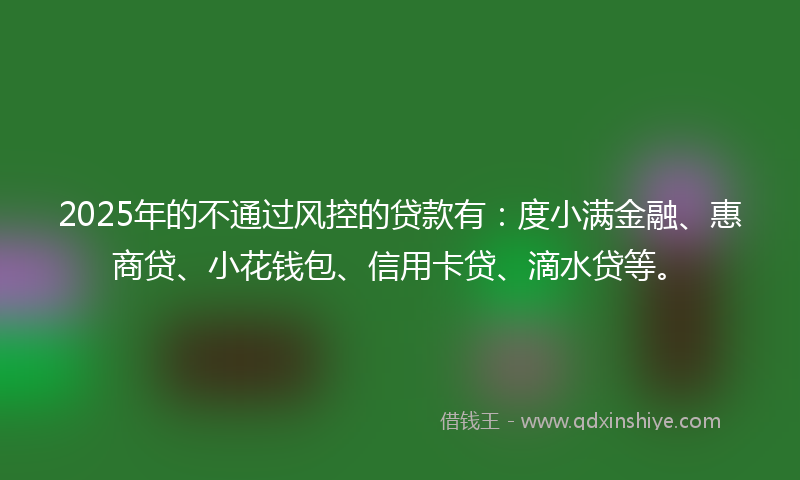 2025年的不通过风控的贷款有：度小满金融、惠商贷、小花钱包、信用卡贷、滴水贷等。