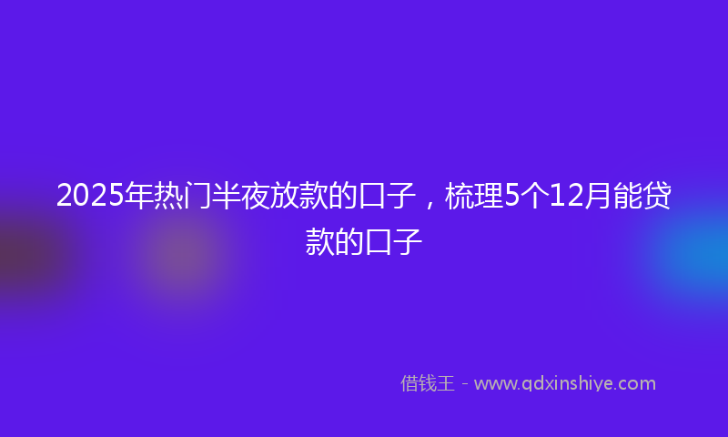 2025年热门半夜放款的口子，梳理5个12月能贷款的口子