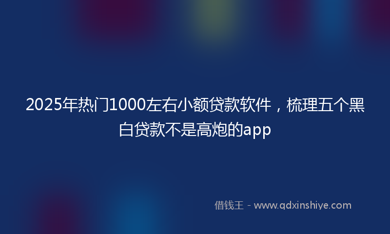 2025年热门1000左右小额贷款软件，梳理五个黑白贷款不是高炮的app