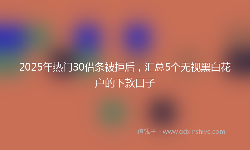 2025年热门30借条被拒后，汇总5个无视黑白花户的下款口子