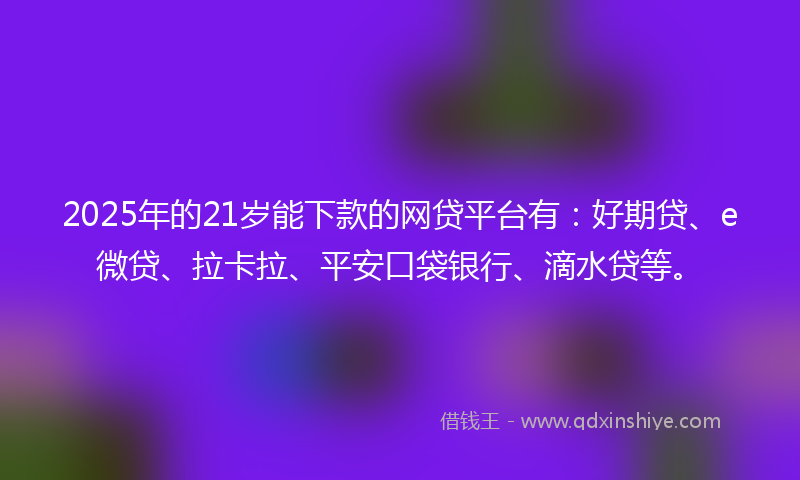 2025年的21岁能下款的网贷平台有：好期贷、e微贷、拉卡拉、平安口袋银行、滴水贷等。