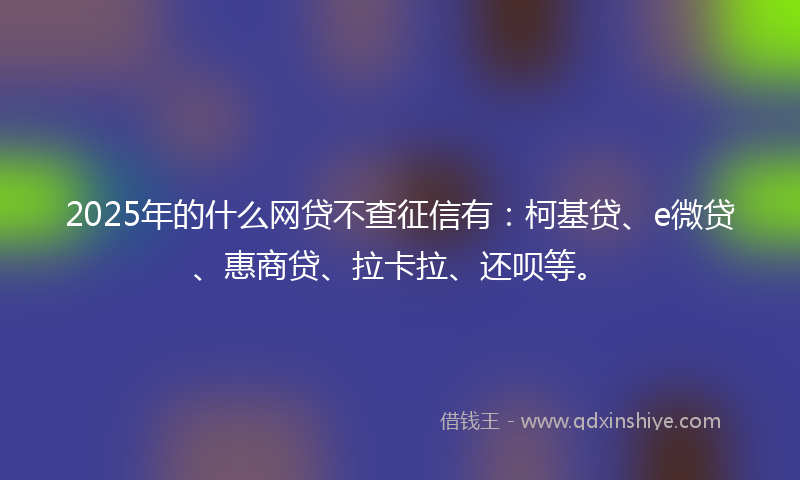 2025年的什么网贷不查征信有：柯基贷、e微贷、惠商贷、拉卡拉、还呗等。