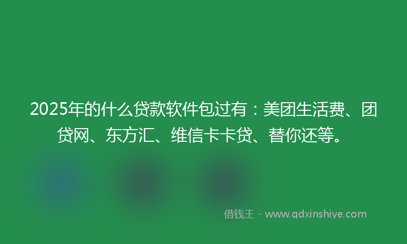 2025年的什么贷款软件包过有：美团生活费、团贷网、东方汇、维信卡卡贷、替你还等。