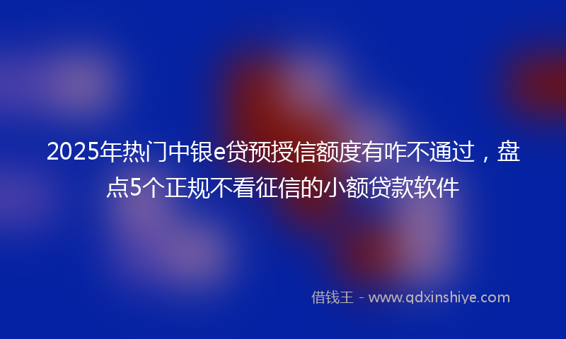 2025年热门中银e贷预授信额度有咋不通过，盘点5个正规不看征信的小额贷款软件