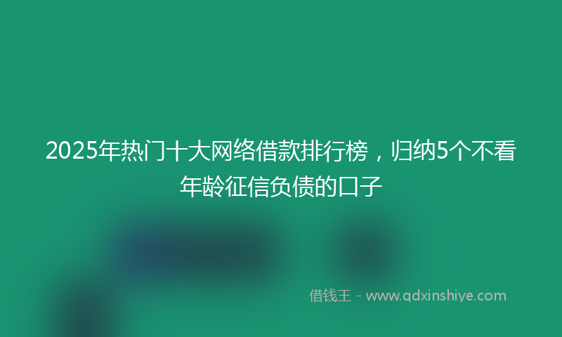 2025年热门十大网络借款排行榜，归纳5个不看年龄征信负债的口子