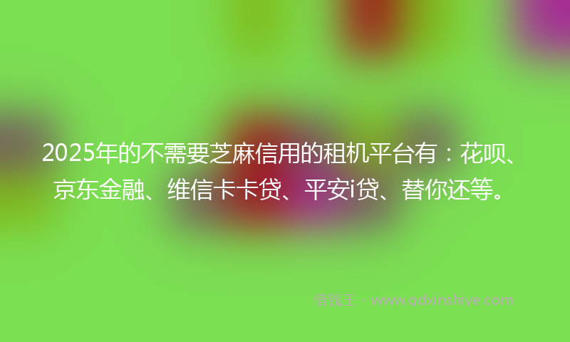 2025年的不需要芝麻信用的租机平台有：花呗、京东金融、维信卡卡贷、平安i贷、替你还等。