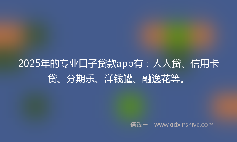 2025年的专业口子贷款app有：人人贷、信用卡贷、分期乐、洋钱罐、融逸花等。