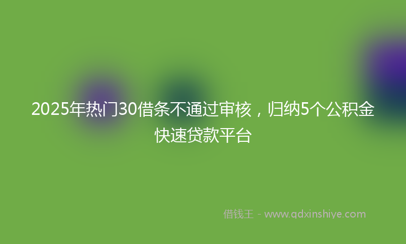 2025年热门30借条不通过审核，归纳5个公积金快速贷款平台