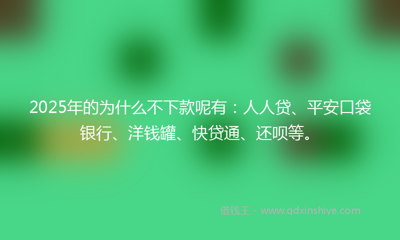 2025年的为什么不下款呢有：人人贷、平安口袋银行、洋钱罐、快贷通、还呗等。