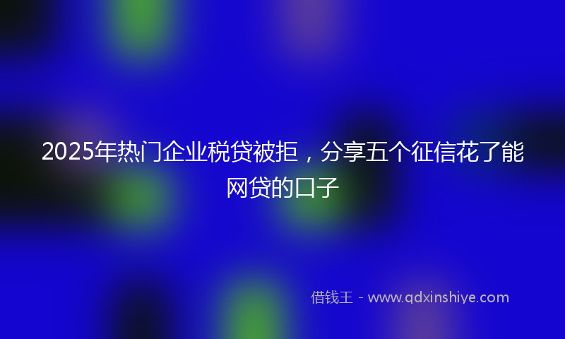 2025年热门企业税贷被拒，分享五个征信花了能网贷的口子