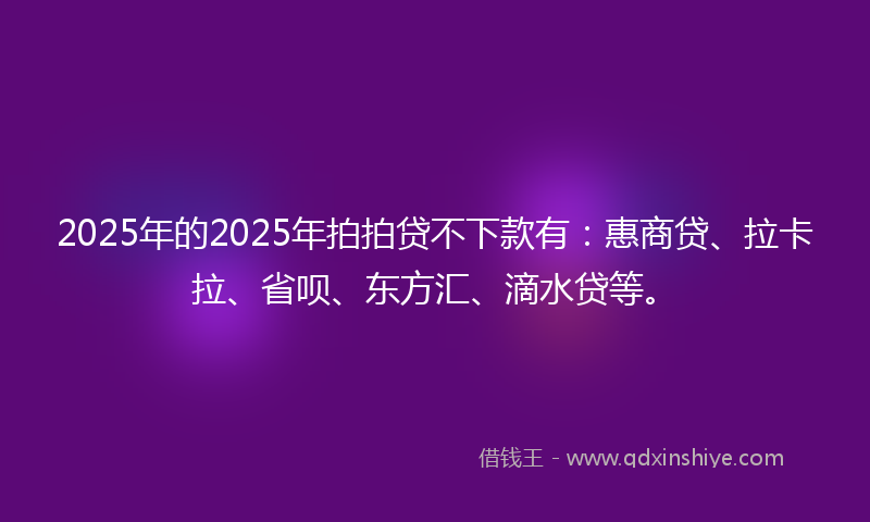 2025年的2025年拍拍贷不下款有：惠商贷、拉卡拉、省呗、东方汇、滴水贷等。