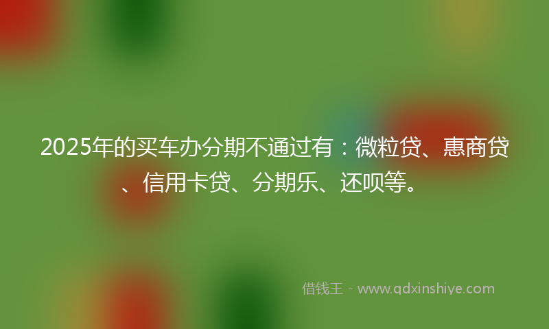 2025年的买车办分期不通过有：微粒贷、惠商贷、信用卡贷、分期乐、还呗等。