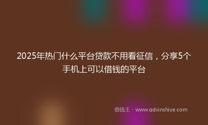 2025年热门什么平台贷款不用看征信，分享5个手机上可以借钱的平台