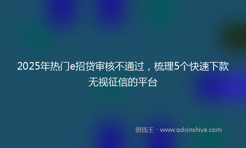 2025年热门e招贷审核不通过，梳理5个快速下款无视征信的平台