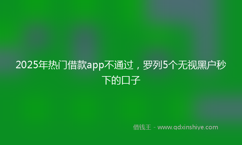 2025年热门借款app不通过，罗列5个无视黑户秒下的口子
