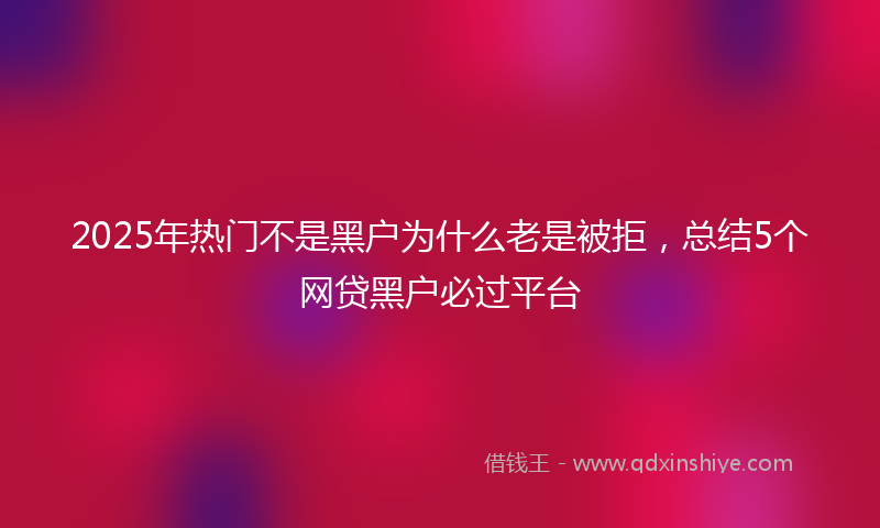 2025年热门不是黑户为什么老是被拒，总结5个网贷黑户必过平台