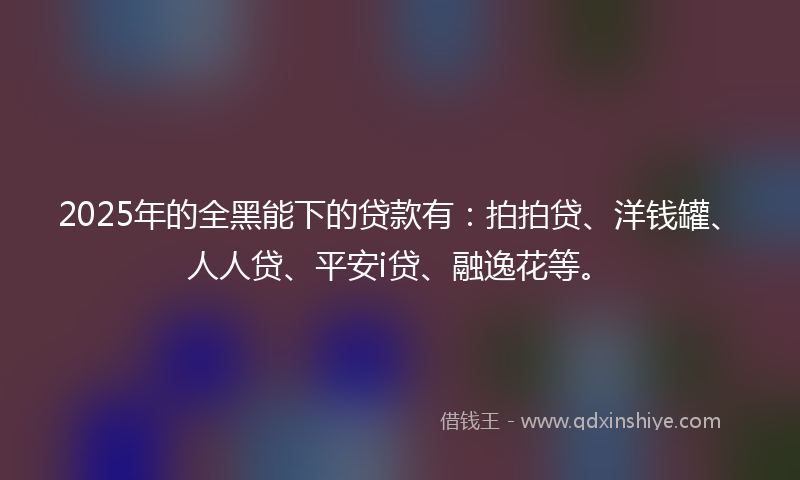 2025年的全黑能下的贷款有:拍拍贷、洋钱罐、人人贷、平安i贷、融逸花等。