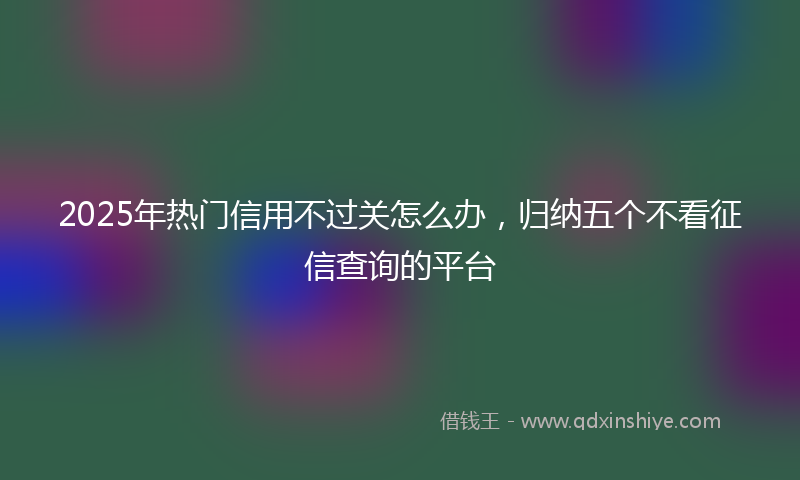 2025年热门信用不过关怎么办，归纳五个不看征信查询的平台