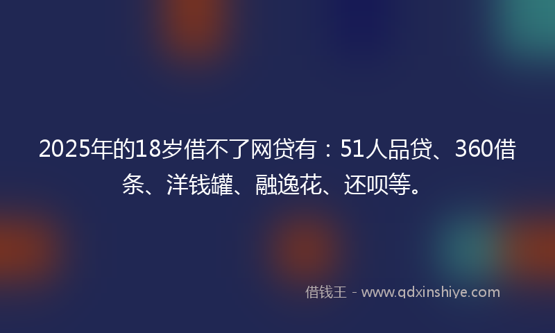 2025年的18岁借不了网贷有：51人品贷、360借条、洋钱罐、融逸花、还呗等。