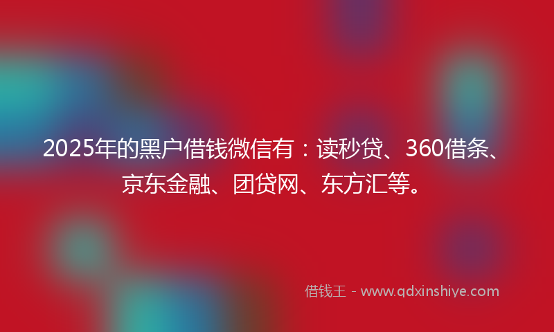 2025年的黑户借钱微信有：读秒贷、360借条、京东金融、团贷网、东方汇等。