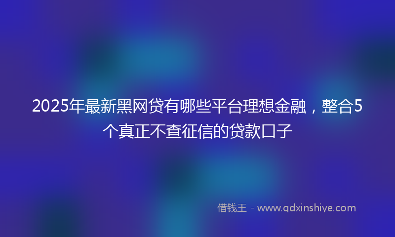 2025年最新黑网贷有哪些平台理想金融，整合5个真正不查征信的贷款口子