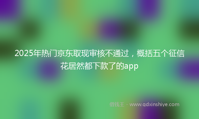2025年热门京东取现审核不通过，概括五个征信花居然都下款了的app
