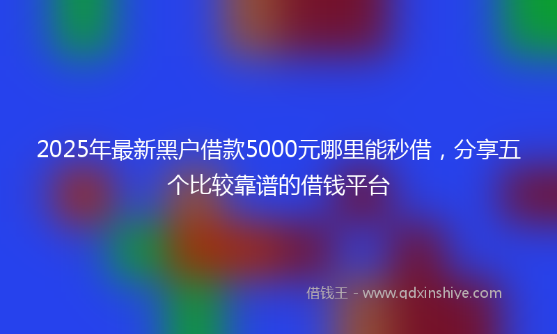 2025年最新黑户借款5000元哪里能秒借，分享五个比较靠谱的借钱平台