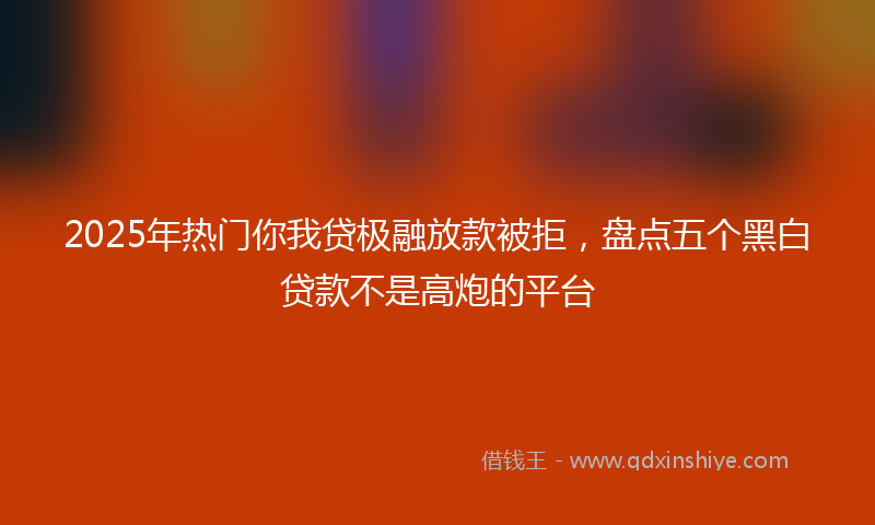 2025年热门你我贷极融放款被拒，盘点五个黑白贷款不是高炮的平台