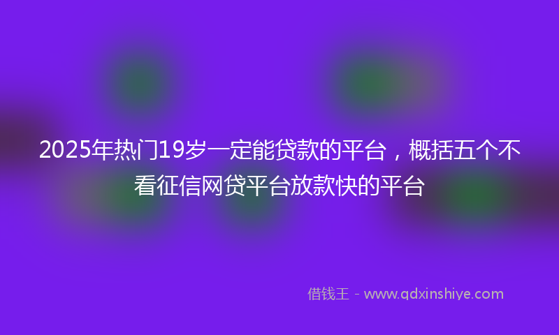 2025年热门19岁一定能贷款的平台，概括五个不看征信网贷平台放款快的平台