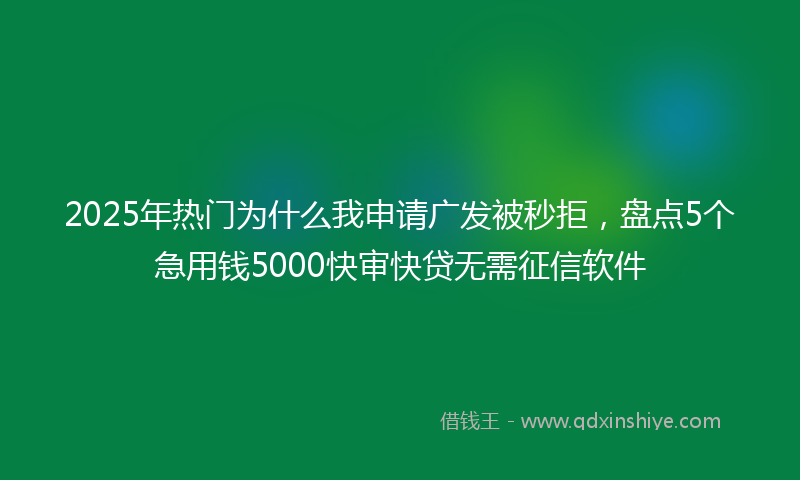 2025年热门为什么我申请广发被秒拒，盘点5个急用钱5000快审快贷无需征信软件