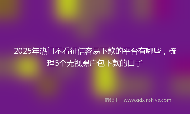 2025年热门不看征信容易下款的平台有哪些，梳理5个无视黑户包下款的口子