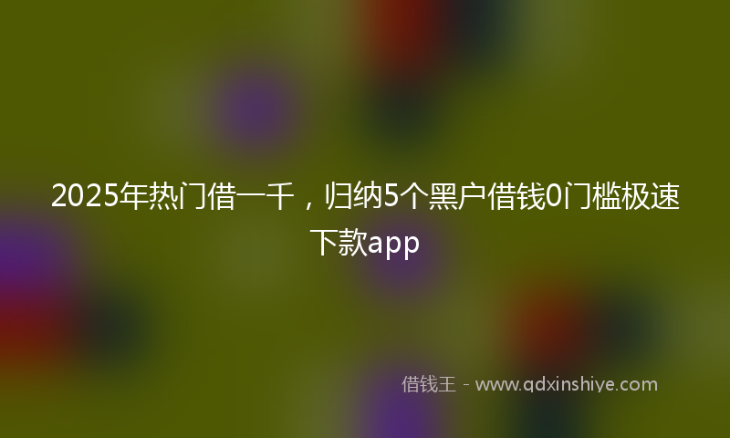 2025年热门借一千，归纳5个黑户借钱0门槛极速下款app