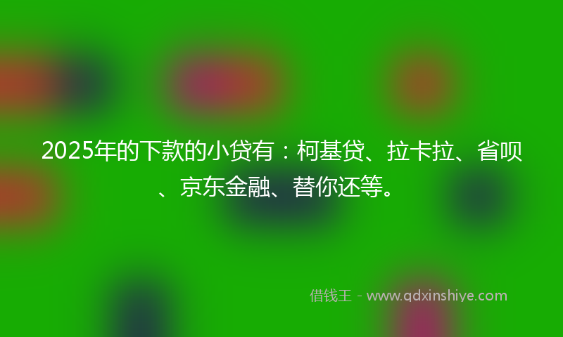 2025年的下款的小贷有：柯基贷、拉卡拉、省呗、京东金融、替你还等。