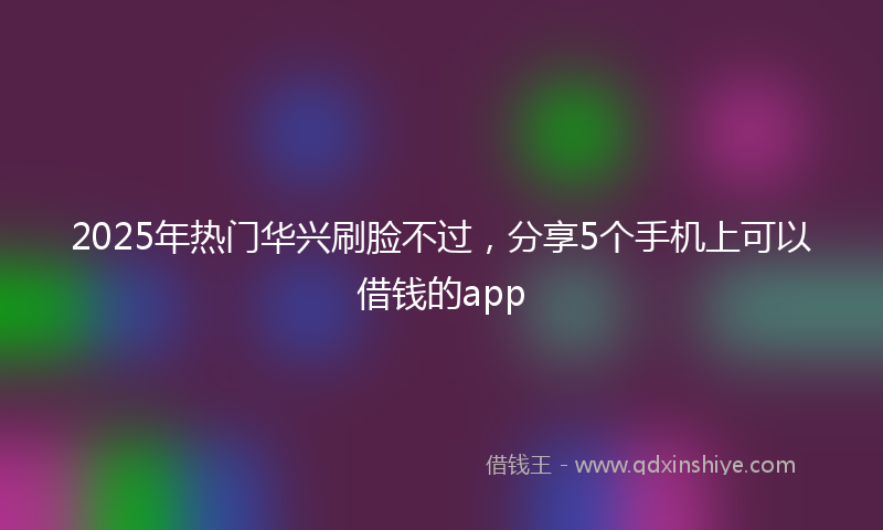 2025年热门华兴刷脸不过，分享5个手机上可以借钱的app
