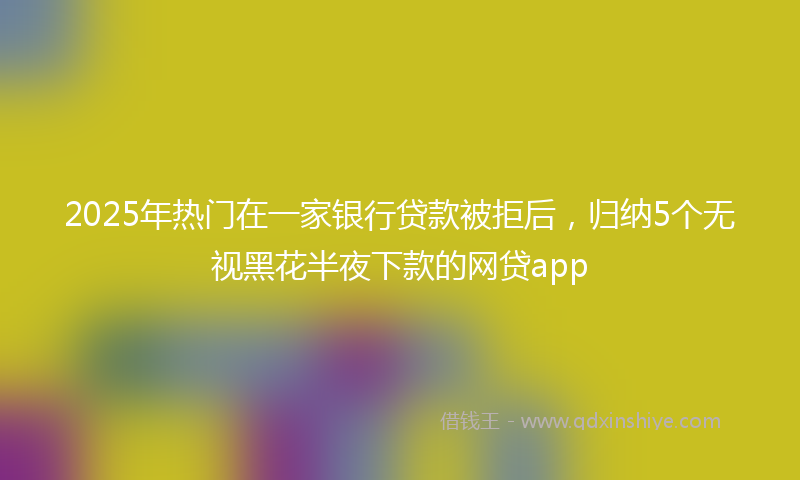 2025年热门在一家银行贷款被拒后，归纳5个无视黑花半夜下款的网贷app