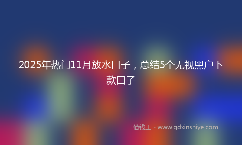 2025年热门11月放水口子，总结5个无视黑户下款口子