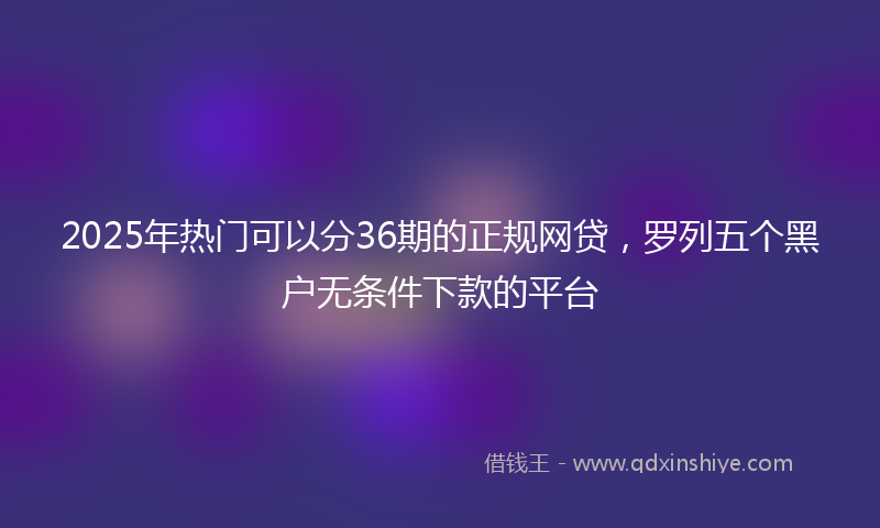 2025年热门可以分36期的正规网贷，罗列五个黑户无条件下款的平台