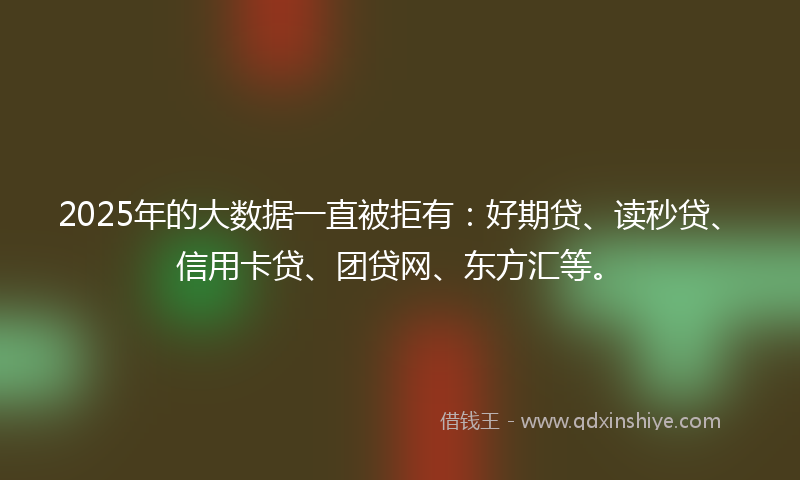 2025年的大数据一直被拒有：好期贷、读秒贷、信用卡贷、团贷网、东方汇等。