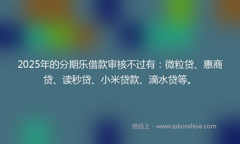 2025年的分期乐借款审核不过有：微粒贷、惠商贷、读秒贷、小米贷款、滴水贷等。
