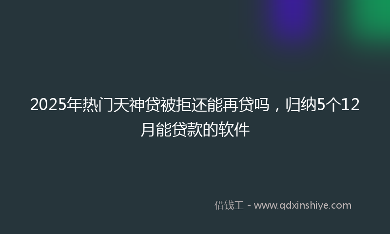 2025年热门天神贷被拒还能再贷吗，归纳5个12月能贷款的软件