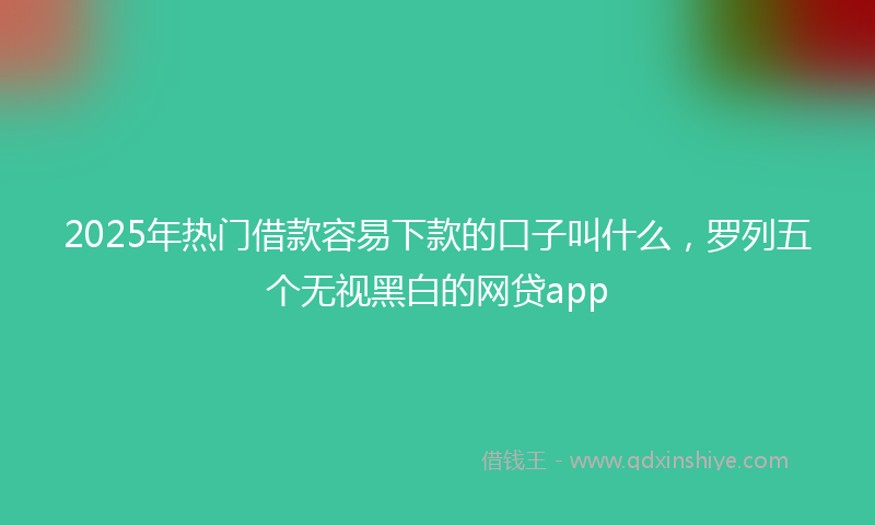 2025年热门借款容易下款的口子叫什么，罗列五个无视黑白的网贷app