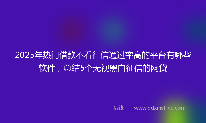 2025年热门借款不看征信通过率高的平台有哪些软件，总结5个无视黑白征信的网贷