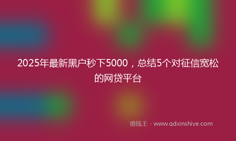 2025年最新黑户秒下5000，总结5个对征信宽松的网贷平台