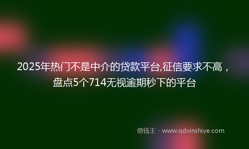 2025年热门不是中介的贷款平台,征信要求不高，盘点5个714无视逾期秒下的平台