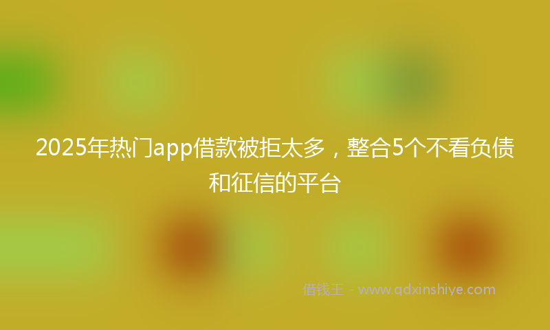 2025年热门app借款被拒太多，整合5个不看负债和征信的平台