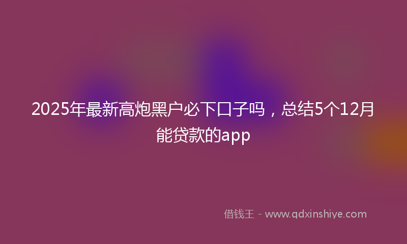 2025年最新高炮黑户必下口子吗，总结5个12月能贷款的app