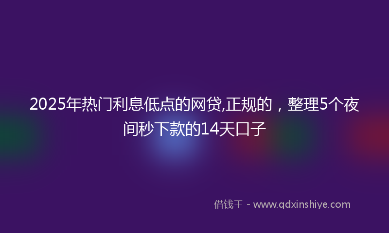 2025年热门利息低点的网贷,正规的，整理5个夜间秒下款的14天口子