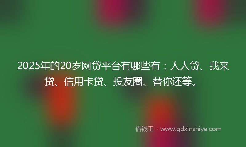 2025年的20岁网贷平台有哪些有：人人贷、我来贷、信用卡贷、投友圈、替你还等。