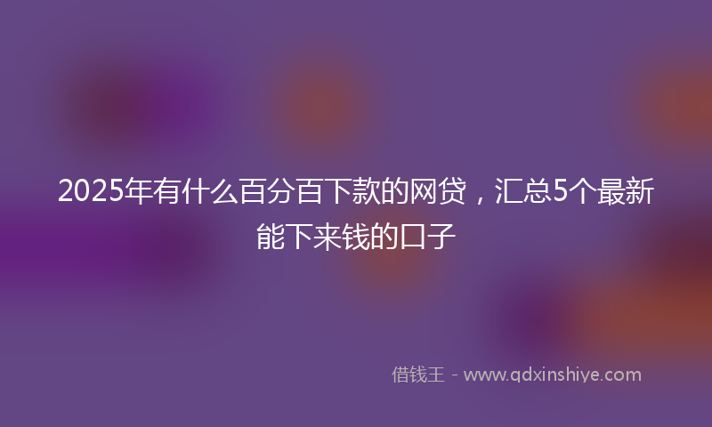 2025年有什么百分百下款的网贷，汇总5个最新能下来钱的口子