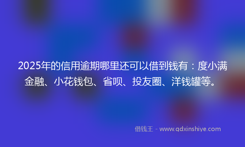 2025年的信用逾期哪里还可以借到钱有：度小满金融、小花钱包、省呗、投友圈、洋钱罐等。